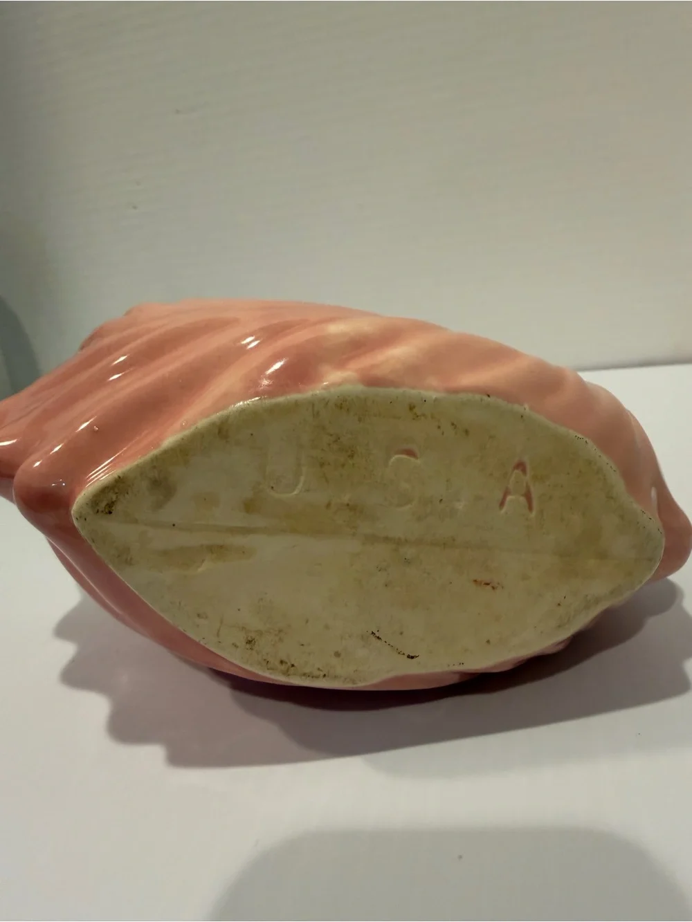 Vintage Pink Shell Conch, Shell Planter, Vase, Mid-Century Beach